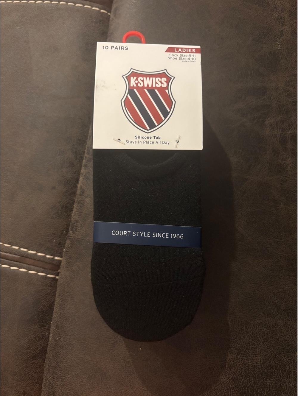 K-Swiss Women’s No Show Socks 10 Pair Black Silicone Grip Size 9-11 NWT